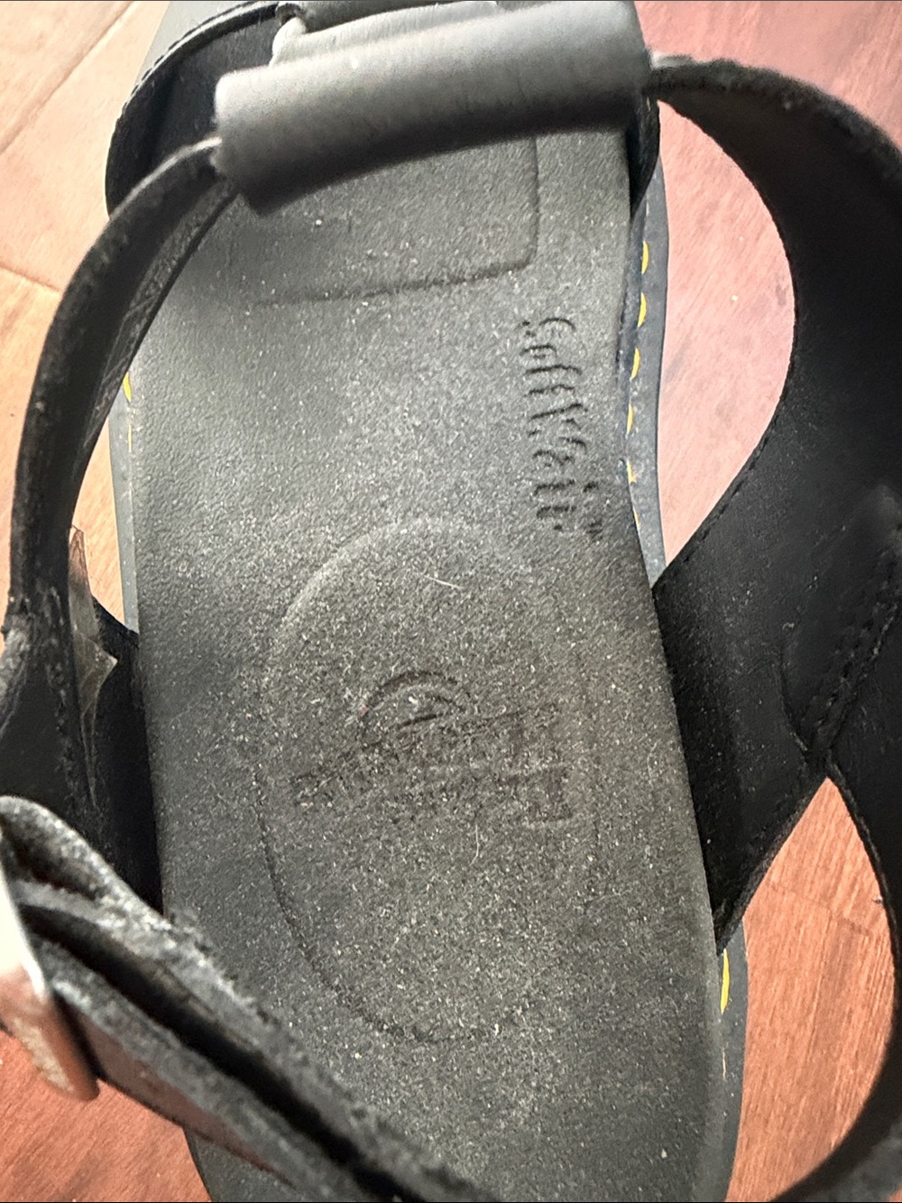 Dr. Martens Black Platform Sandals with Yellow Stitching - Picture 4 of 6